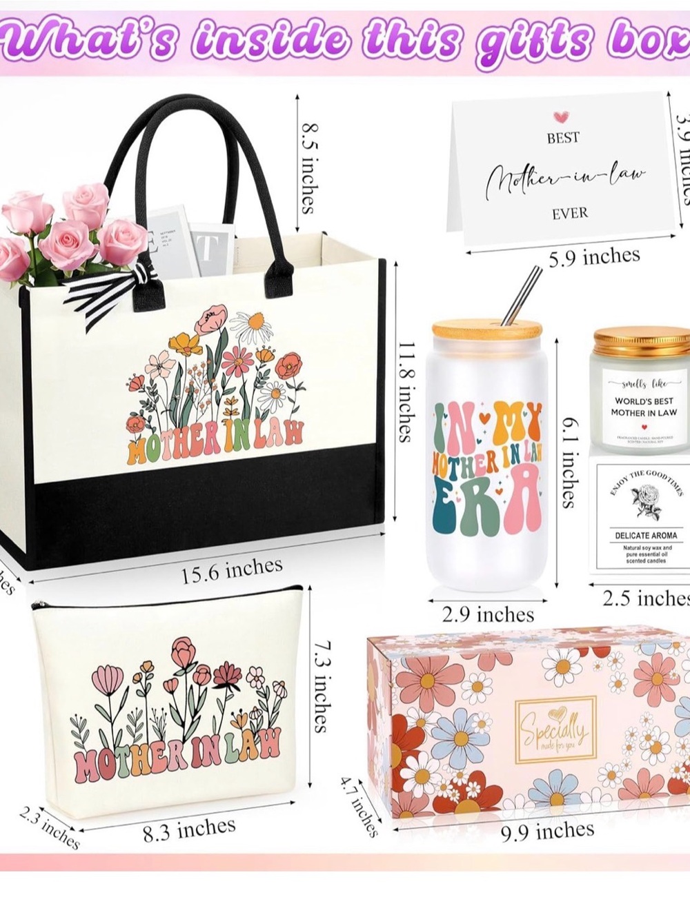 Mother In Law Floral Tote & Matching Pouch - Cream & Black with Pastel Flowers